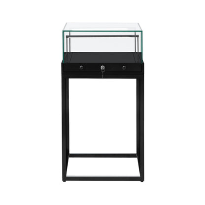 Halo Black Square Display Case Counter with Metal Base
