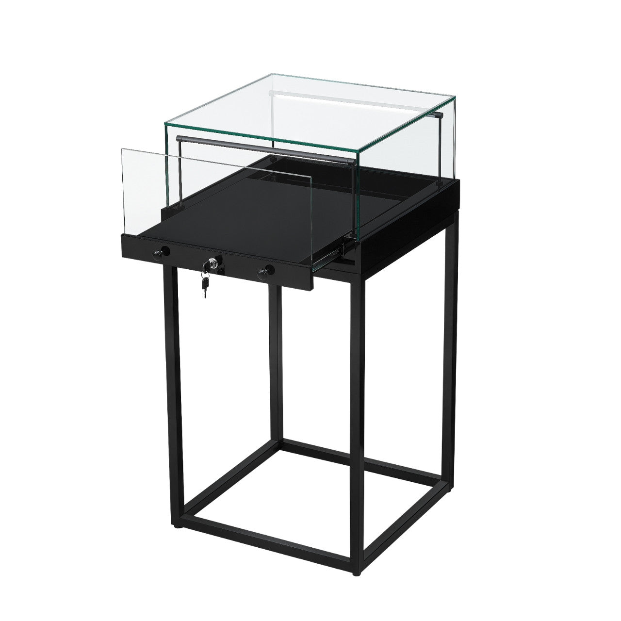 Halo Black Square Display Case Counter with Metal Base