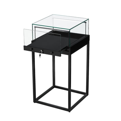 Halo Black Square Display Case Counter with Metal Base