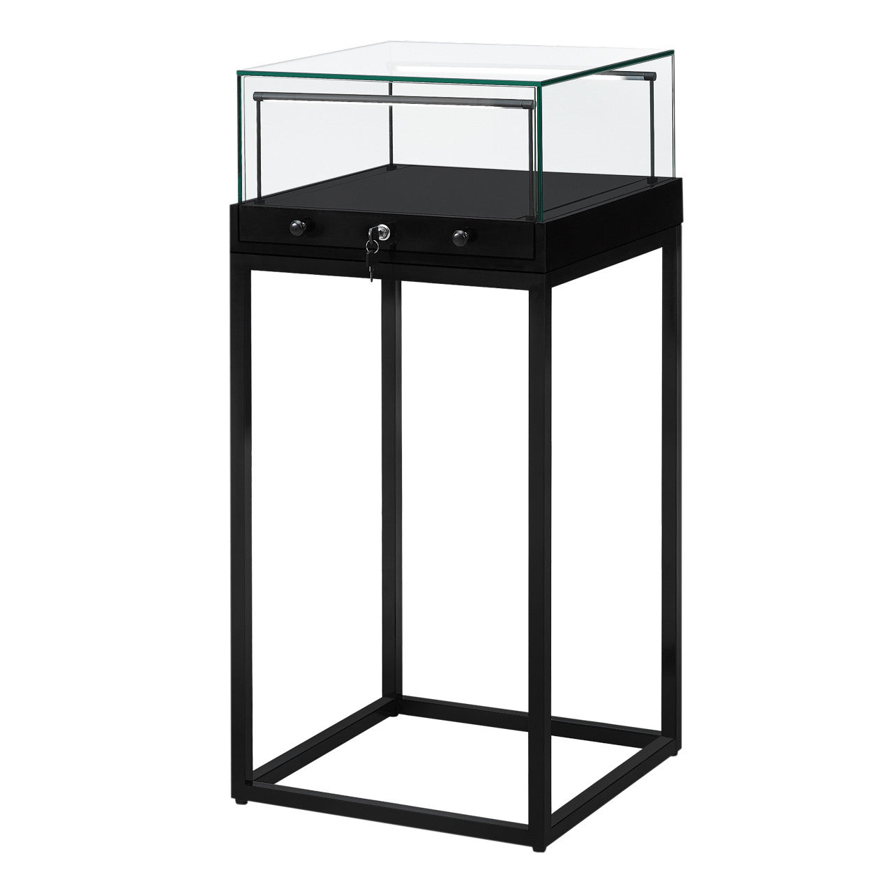 Halo Black Square Display Case Counter with Metal Base
