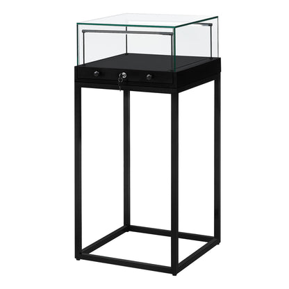 Halo Black Square Display Case Counter with Metal Base