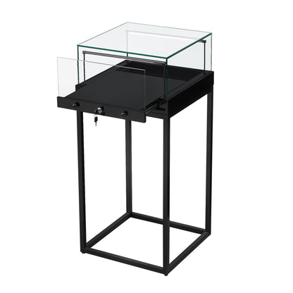 Halo Black Square Display Case Counter with Metal Base