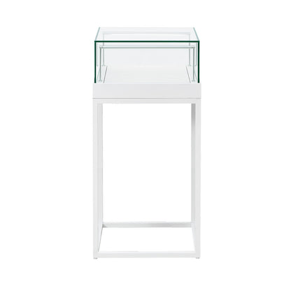 Halo White Square Display Case Counter with Metal Base