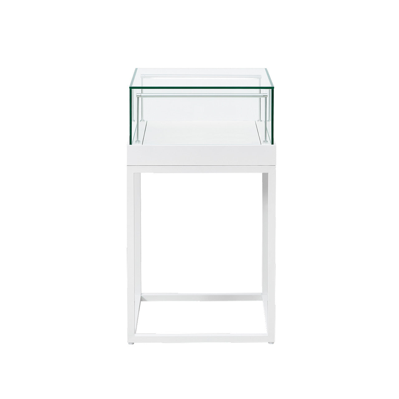 Halo White Square Display Case Counter with Metal Base