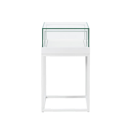 Halo White Square Display Case Counter with Metal Base