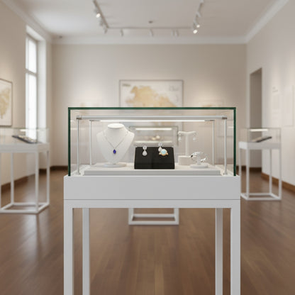 Halo White Square Display Case Counter with Metal Base