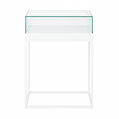 Halo White Display Case Counter with Metal Base