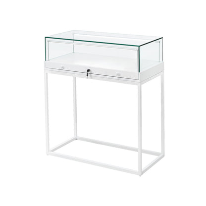 Halo White Display Case Counter with Metal Base