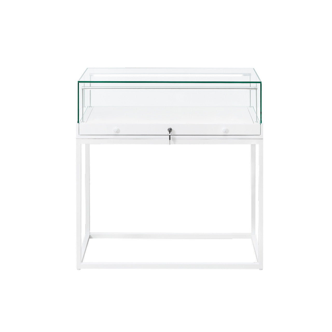 Halo White Display Case Counter with Metal Base