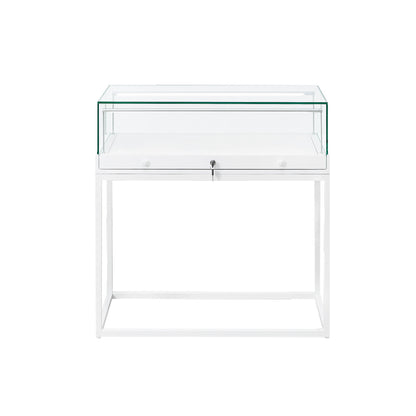 Halo White Display Case Counter with Metal Base