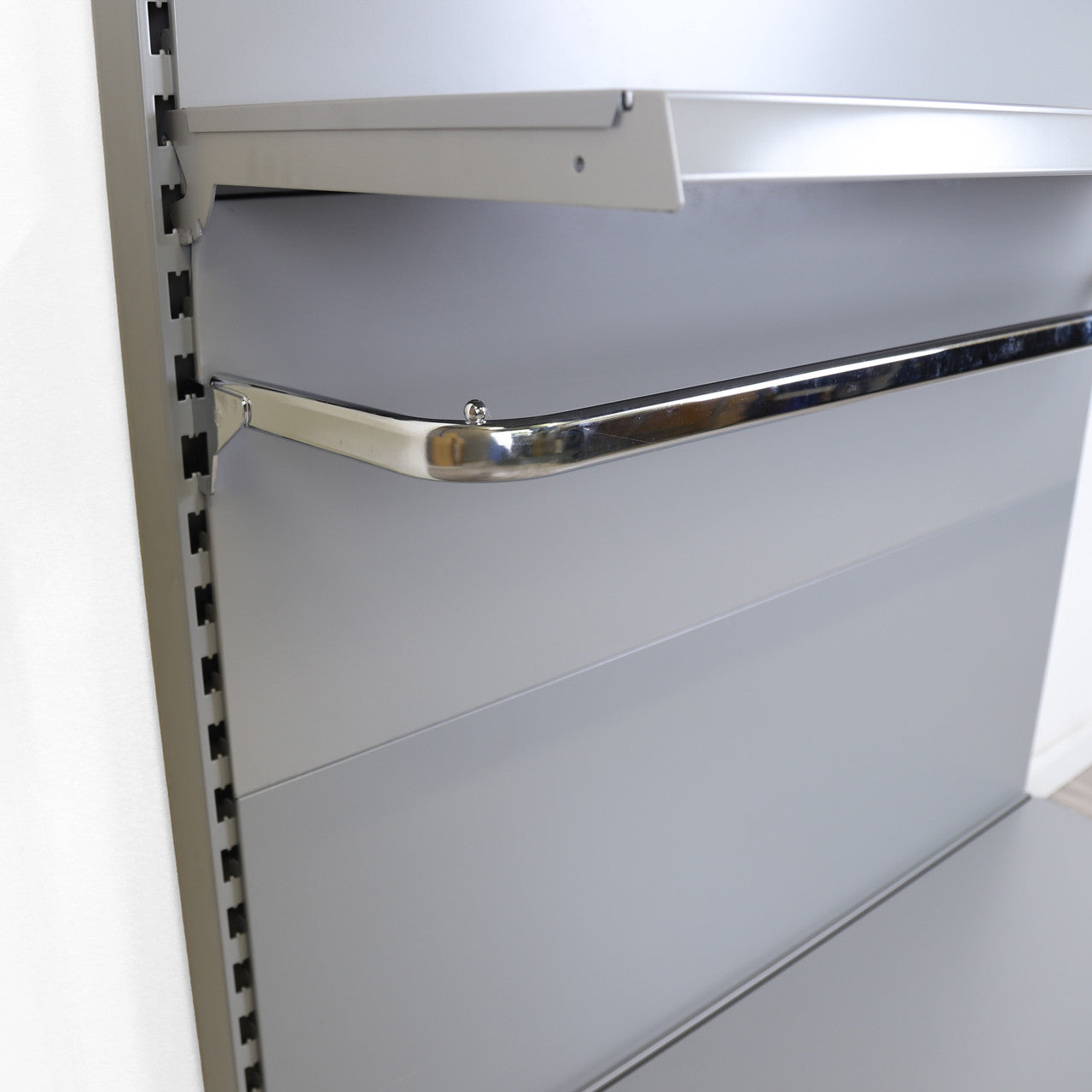 Chrome Garment D Rail for Retail Shelving