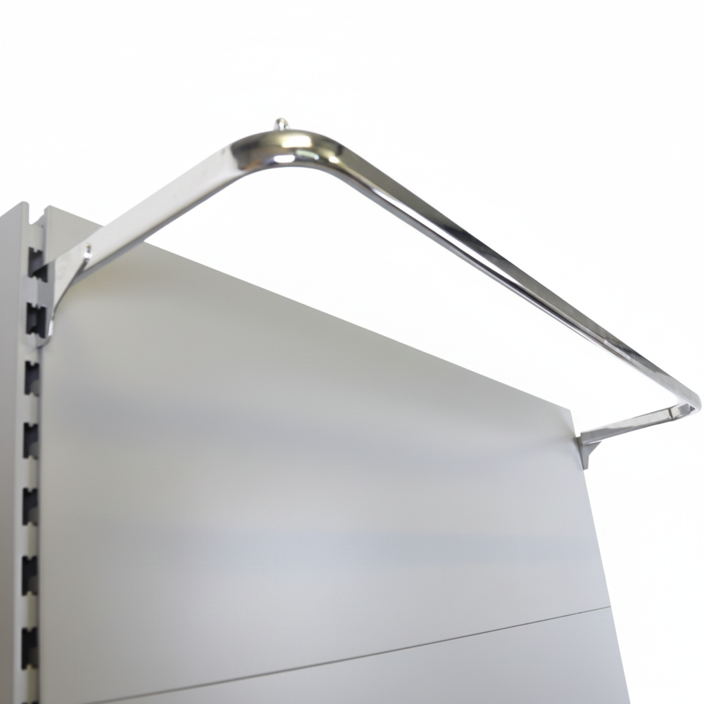 Chrome Garment D Rail for Retail Shelving