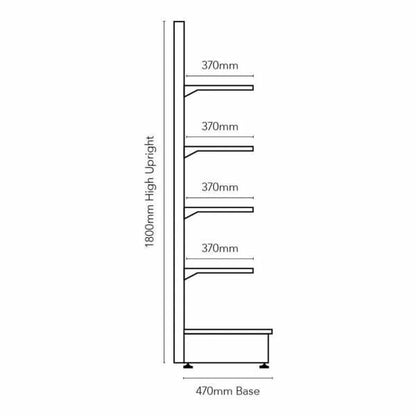 Dark Grey Retail Wall Shelving - 1 Starter Bay With 470mm Base Shelf