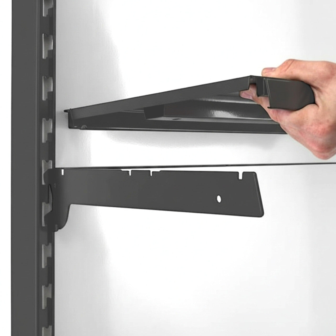 Dark Grey Retail Wall Shelving - 3 Bays With 470mm Base Shelf