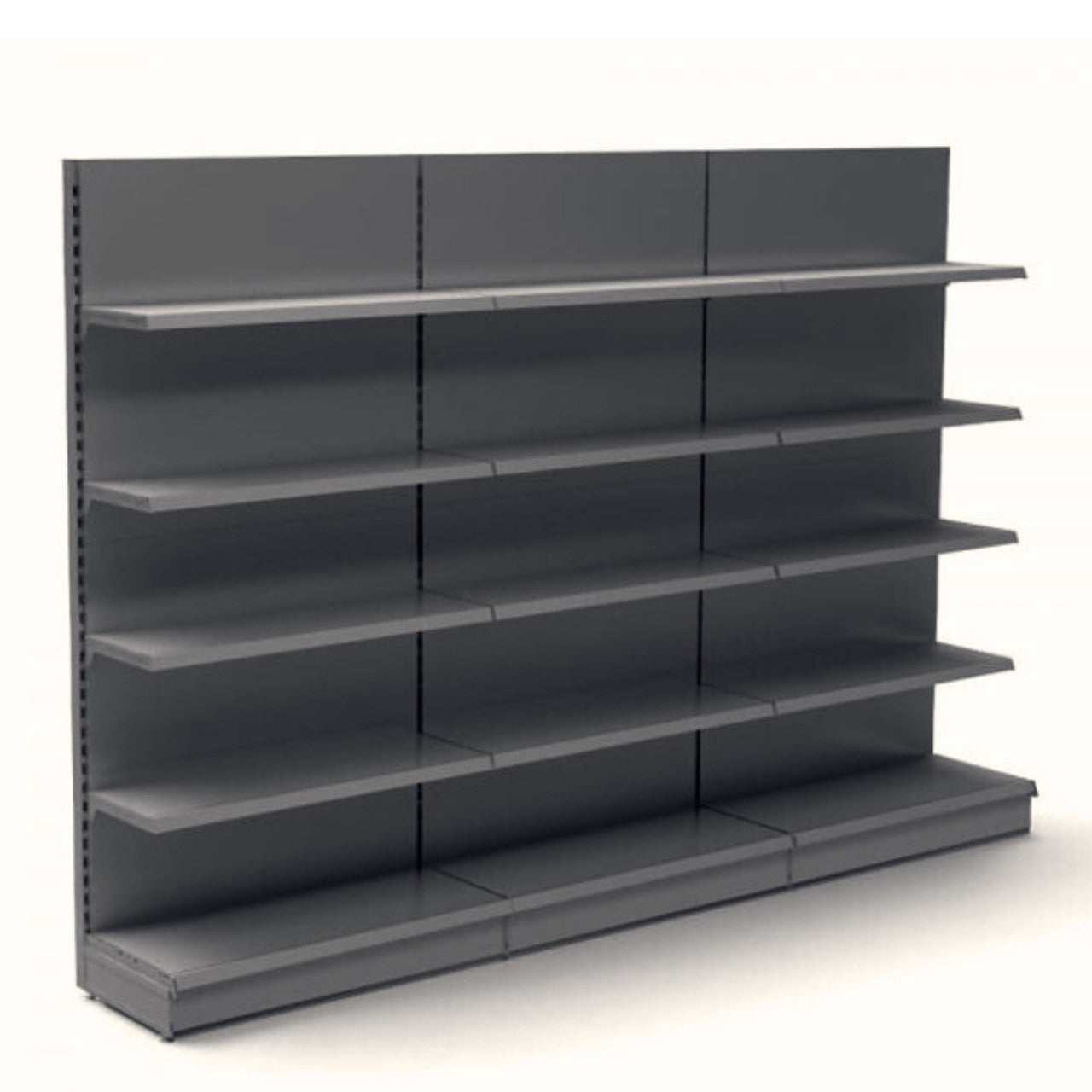 Dark Grey Retail Wall Shelving - 3 Bays With 470mm Base Shelf