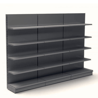 Dark Grey Retail Wall Shelving - 3 Bays With 470mm Base Shelf