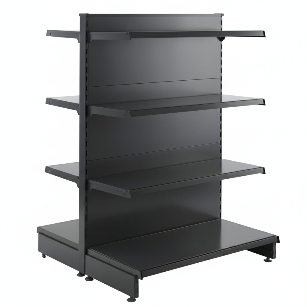 Dark Grey Retail Shelving Modular Gondola Unit - 6 x 370mm Shelves - H1400mm