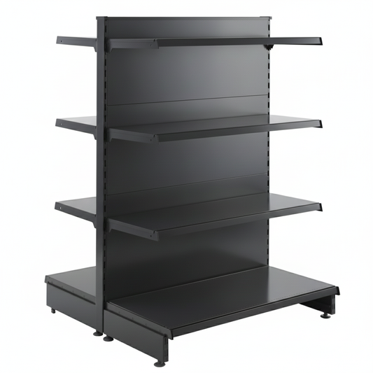 Dark Grey Retail Shelving Modular Gondola Unit - 6 x 370mm Shelves - H1400mm