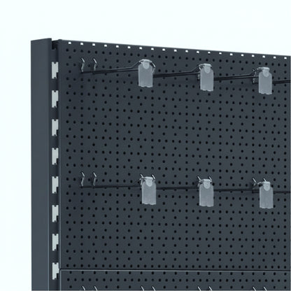 Trade & Exhibition Stand - Dark Grey Retail Shelving Wall Unit - Perforated Back Panels with 32 Hooks - H2100mm