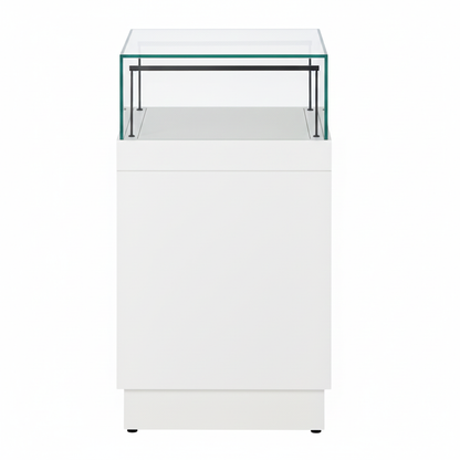 Halo White Glass Display Showcase Counter with 3 Drawers