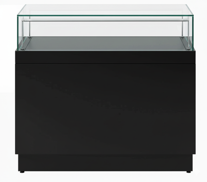 Halo Black Glass Display Showcase Counter with Lockable Cupboard & 3 Drawers