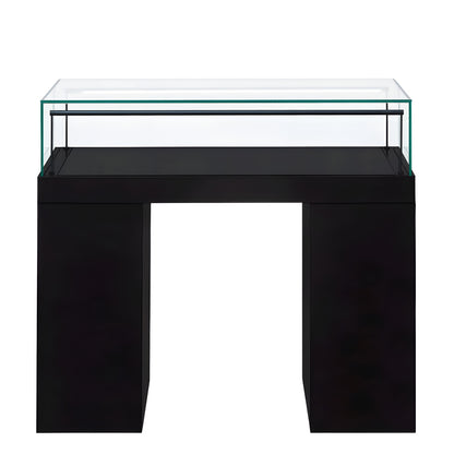 Halo Black Glass Display Showcase Counter with 2 Narrow Lockable Cupboards