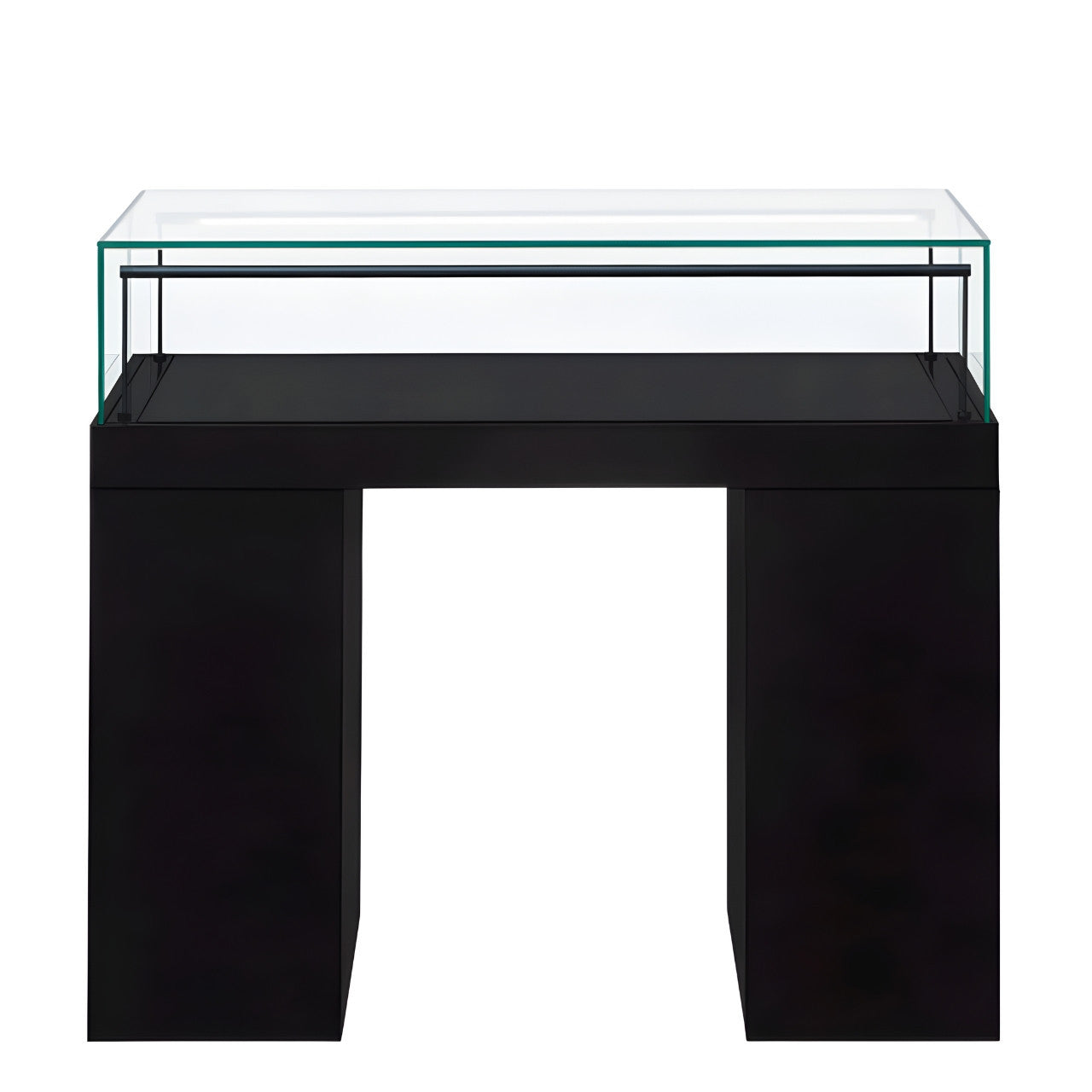 Halo Black Glass Display Showcase Counter with Narrow Lockable Cupboard & 3 Drawers