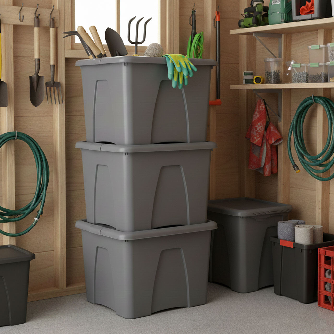 5 x 75L Grey Upcycled Storage Box