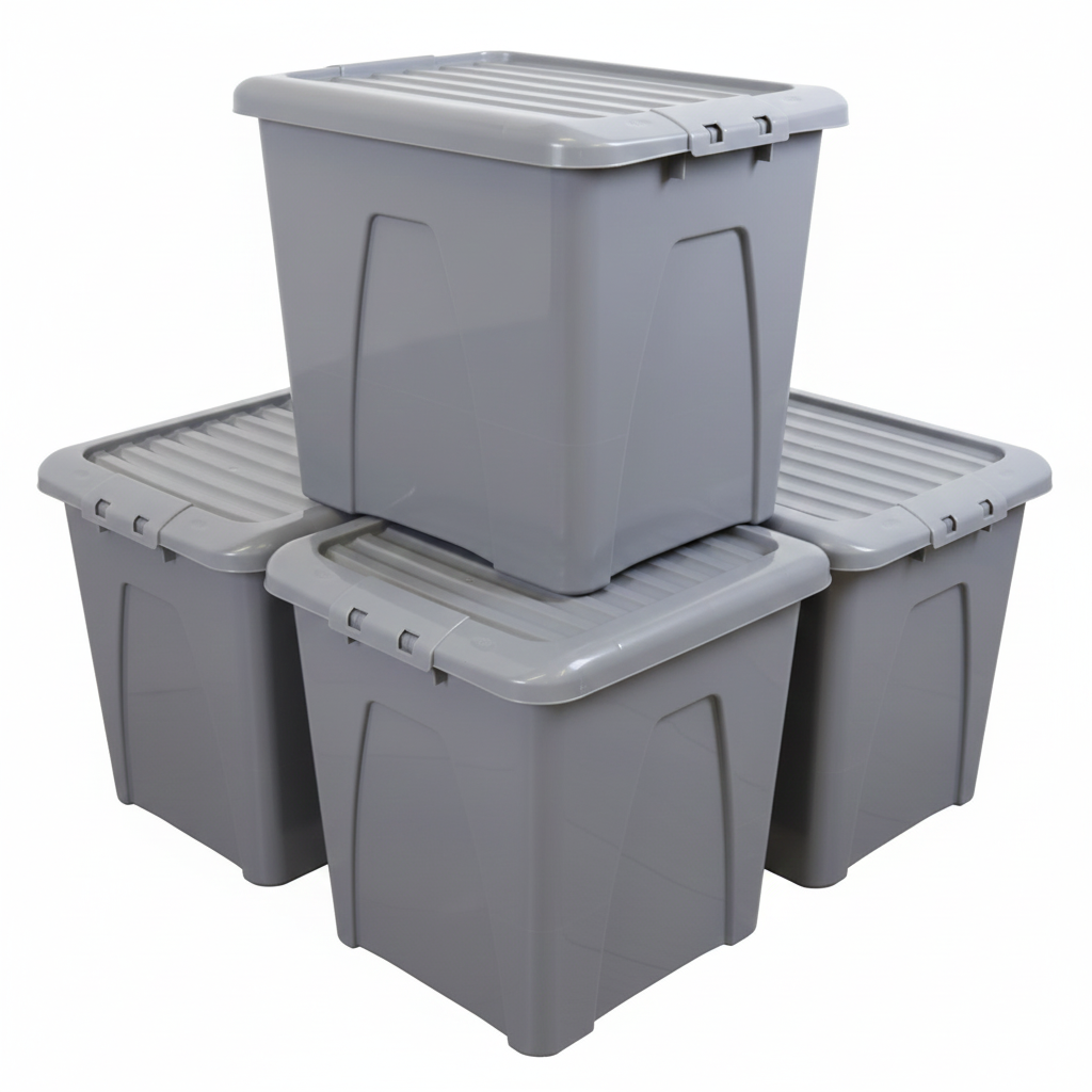 5 x 75L Grey Upcycled Storage Box