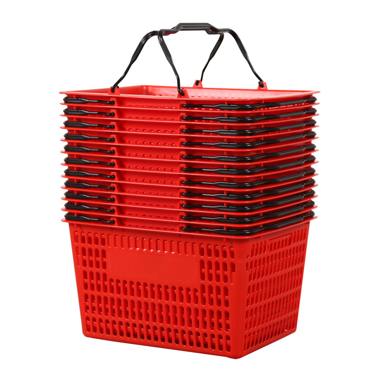 Red Recyclable Plastic Shopping Basket - 22L