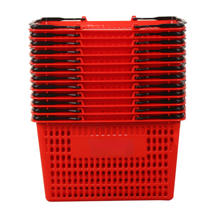Red Recyclable Plastic Shopping Basket - 22L