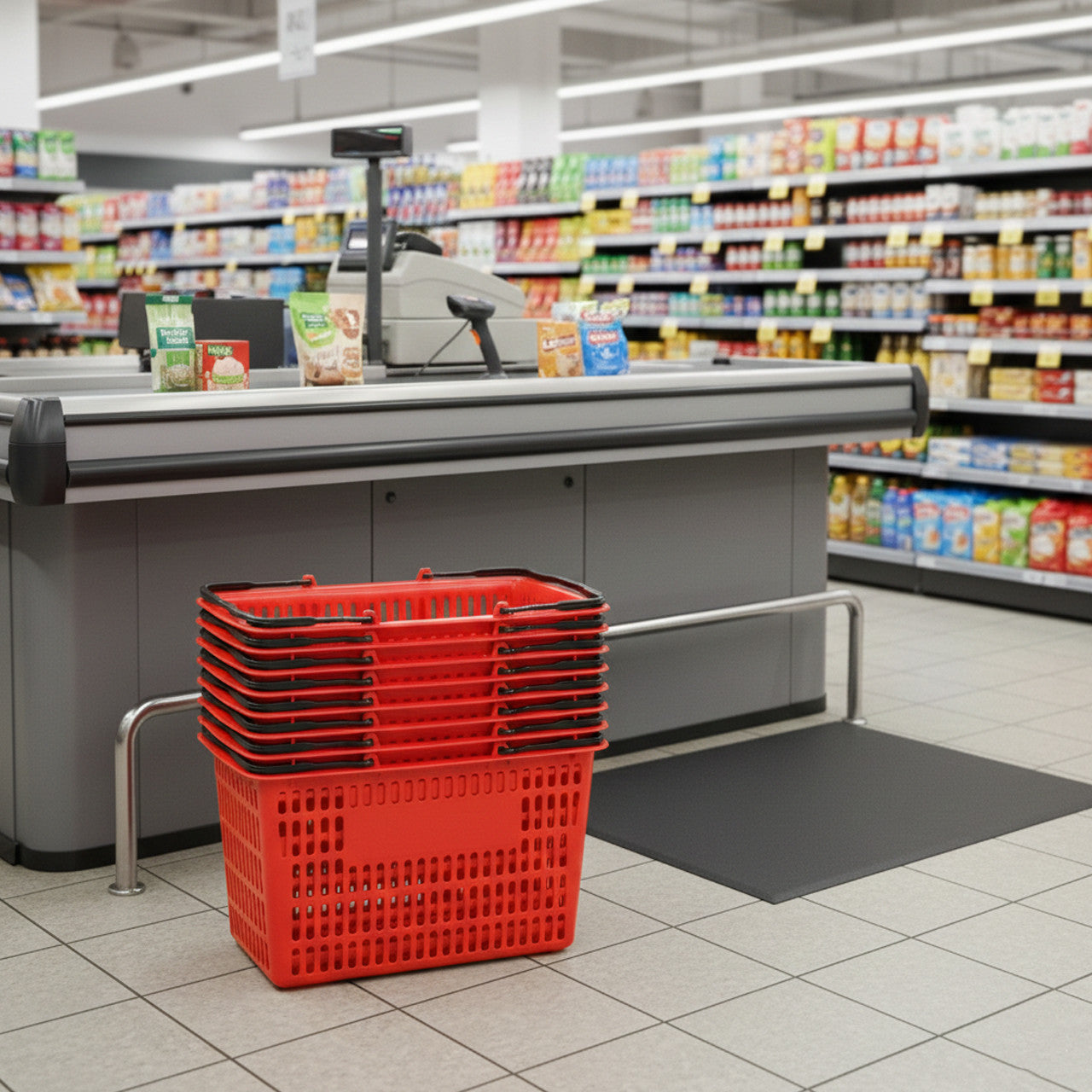 Red Recyclable Plastic Shopping Basket - 22L