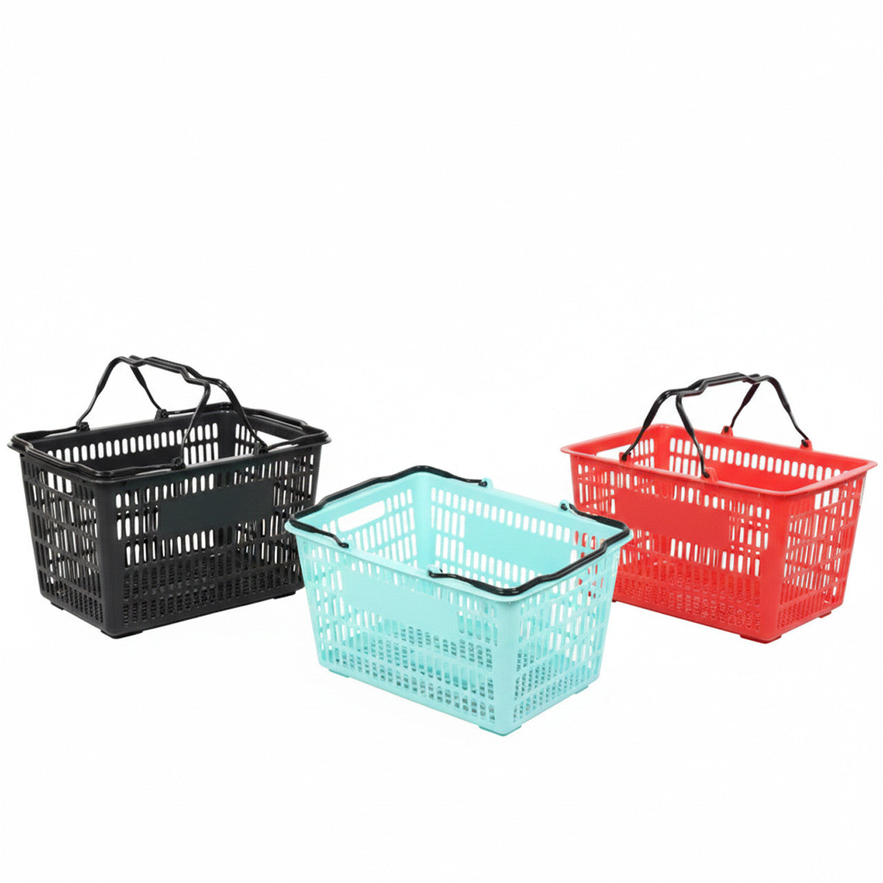 Black/Grey Recyclable Plastic Shopping Basket - 22L