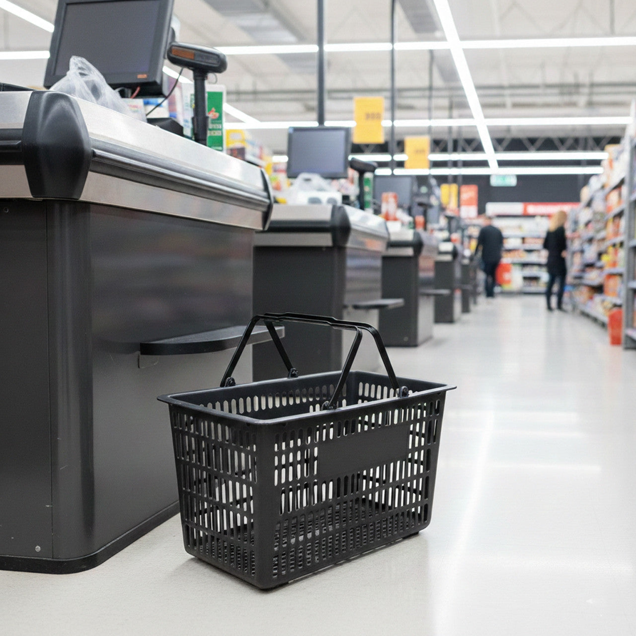 Black/Grey Recyclable Plastic Shopping Basket - 22L