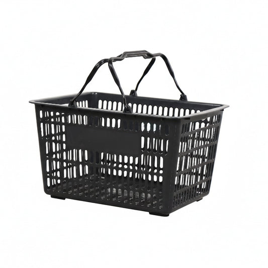 Black/Grey Recyclable Plastic Shopping Basket - 22L