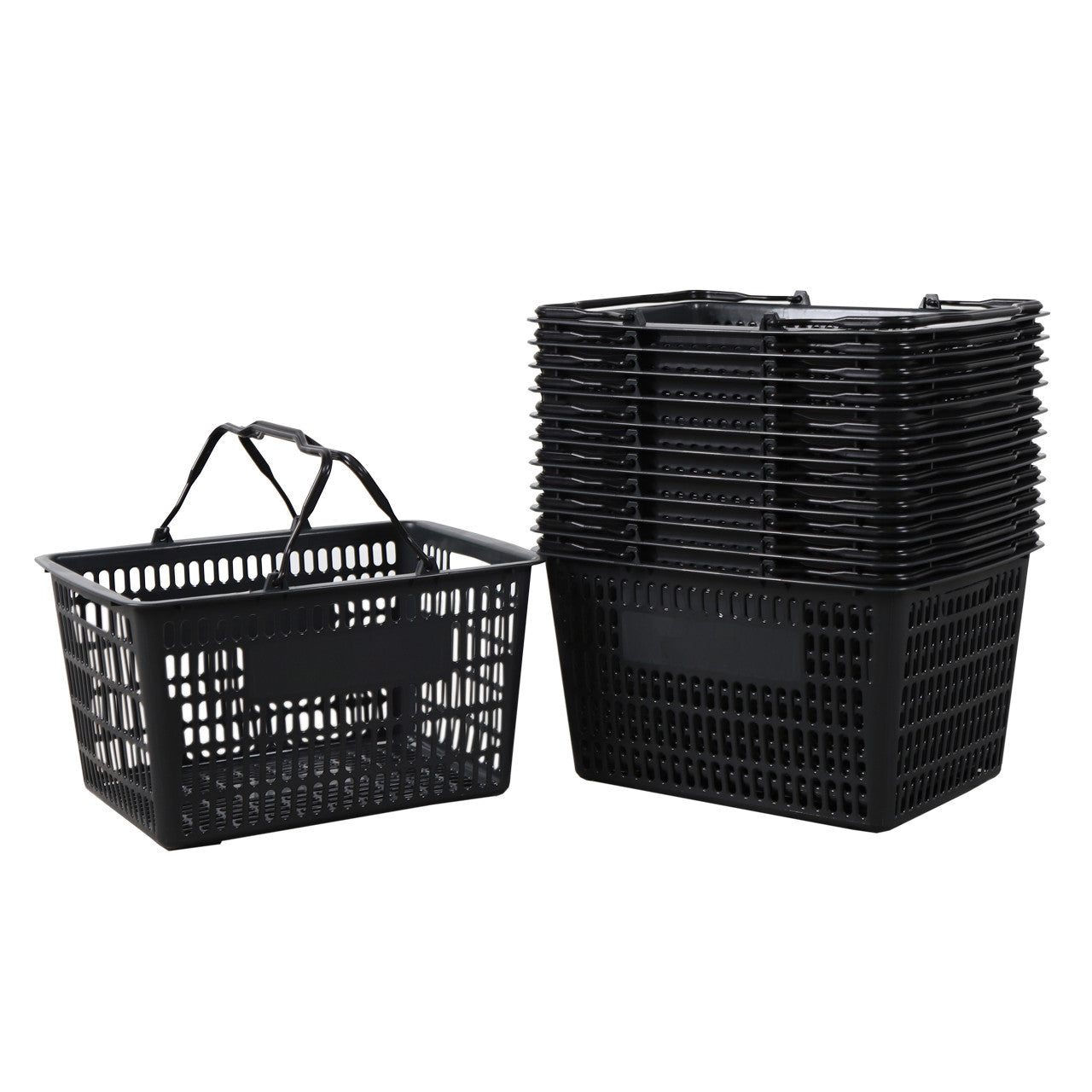 Black/Grey Recyclable Plastic Shopping Basket - 22L