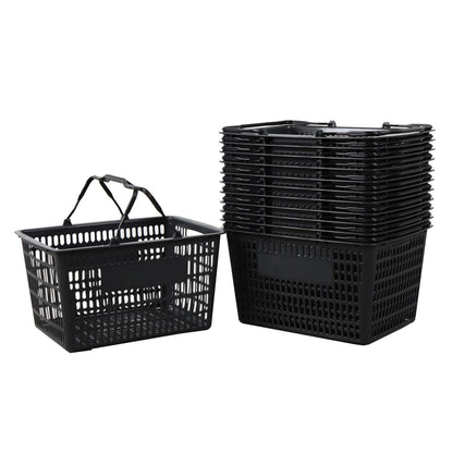 Black/Grey Recyclable Plastic Shopping Basket - 22L