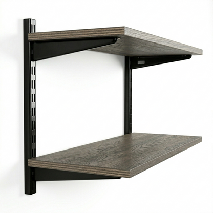 Black & Eternity Oak Twin Slot Shelving Kit - H430mm - 2 Shelves