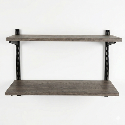 Black & Eternity Oak Twin Slot Shelving Kit - H430mm - 2 Shelves