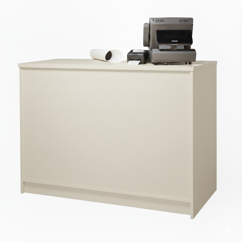 Aura Cream Shop Counter with Storage
