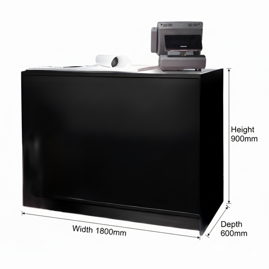 Aura Black Shop Counter with Storage