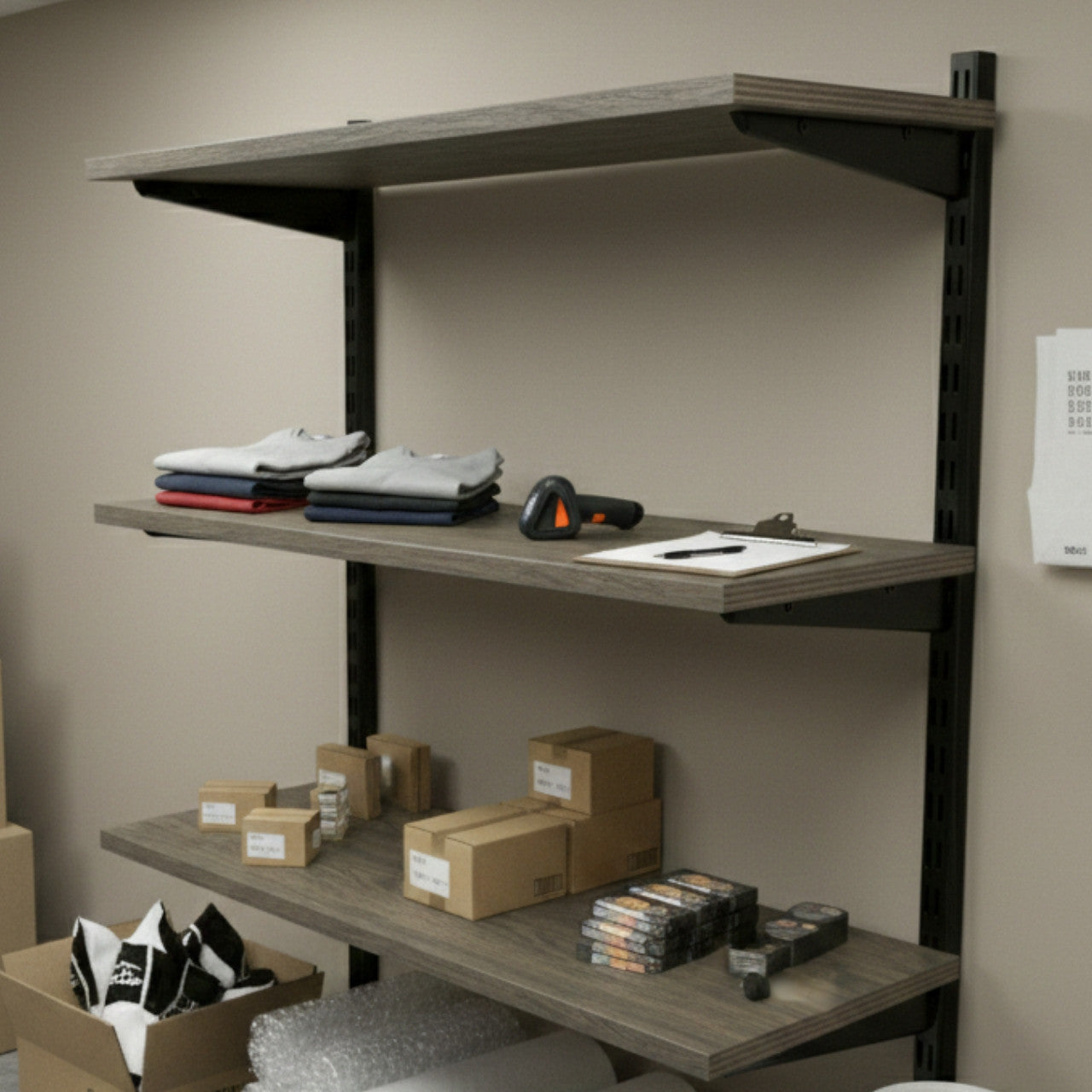 Black  & Eternity Oak Twin Slot Shelving Kit - H1000mm - 3 Shelves