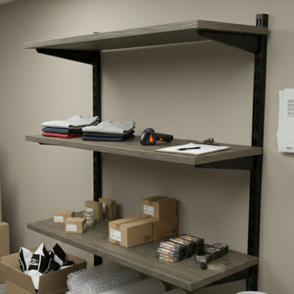 Black  & Eternity Oak Twin Slot Shelving Kit - H1000mm - 3 Shelves