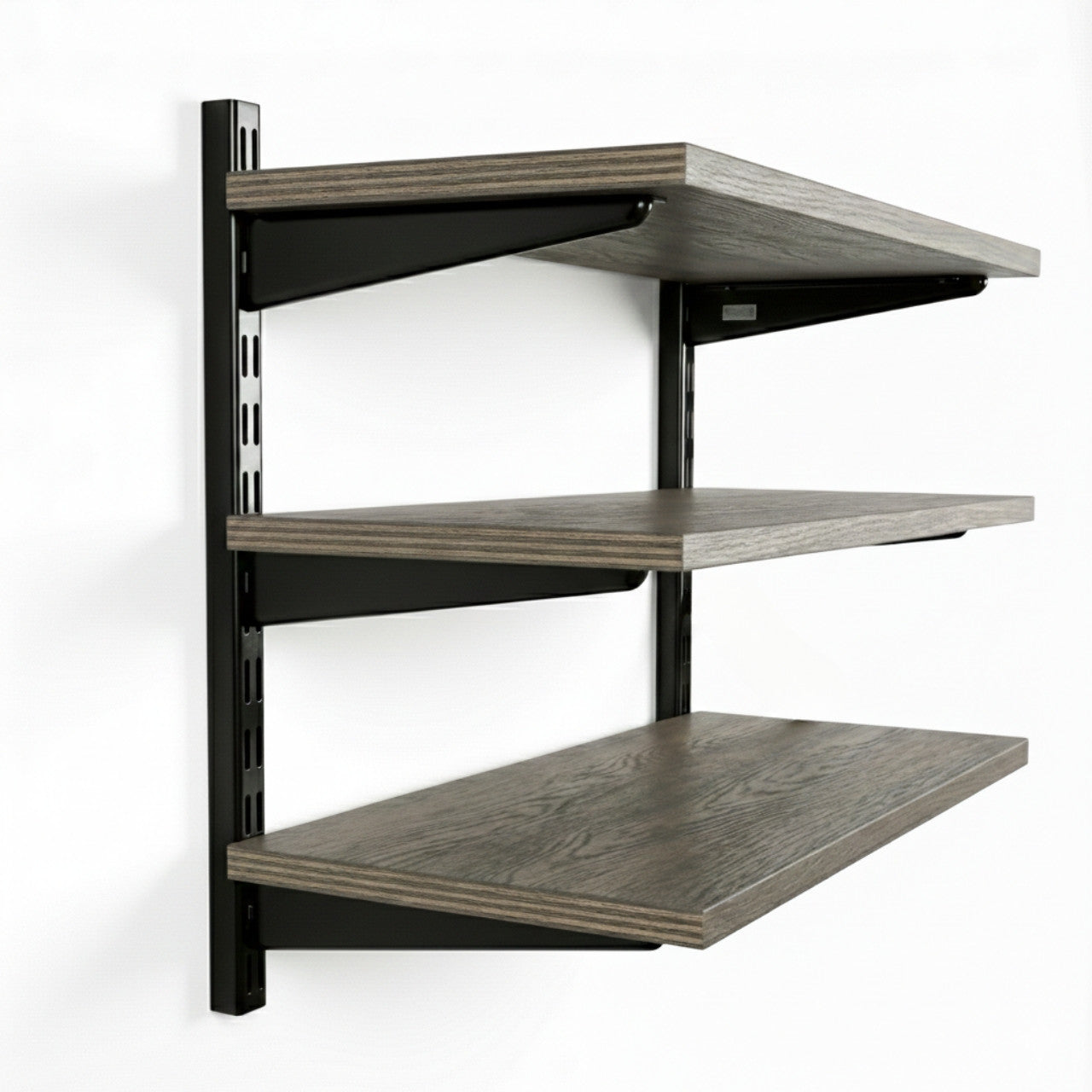Black  & Eternity Oak Twin Slot Shelving Kit - H1000mm - 3 Shelves