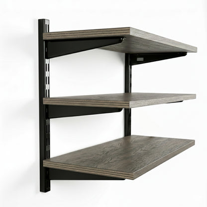 Black  & Eternity Oak Twin Slot Shelving Kit - H1000mm - 3 Shelves