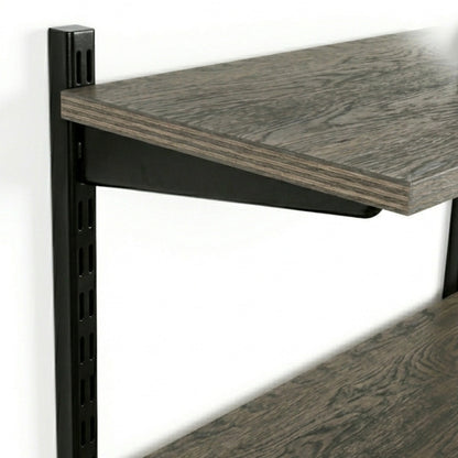 Black & Eternity Oak Twin Slot Shelving Kit - H430mm x W1200mm, 3 Uprights & 2 Wooden Shelves