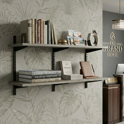 Black & Eternity Oak Twin Slot Shelving Kit - H430mm x W1200mm, 3 Uprights & 2 Wooden Shelves