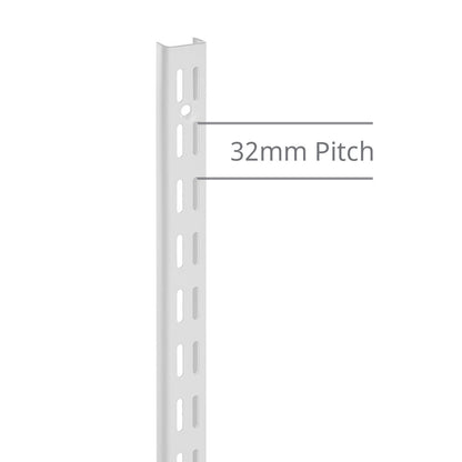 White Twin Slot Shelving Kit - H1000 x W1200mm, 3 Uprights & 3 Wooden Shelves