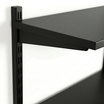 Black Twin Slot Shelving Kit - H430mm x W1200mm, 3 Uprights & 2 Wooden Shelves