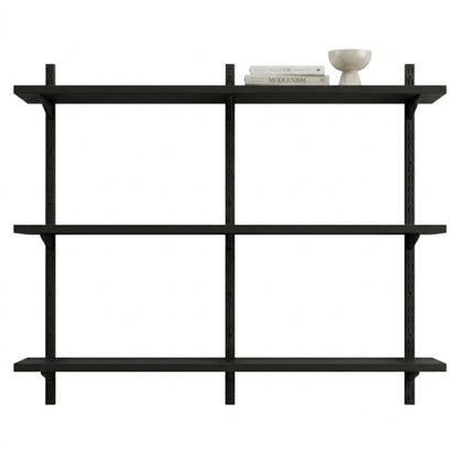 Black Twin Slot Shelving Kit - H1000 x W1200mm, 3 Uprights & 3 Wooden Shelves